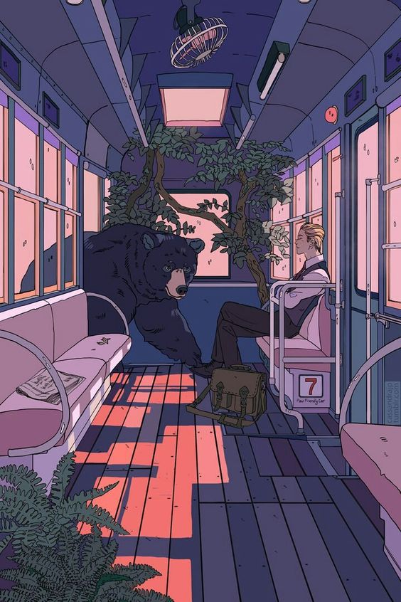 bear in the train